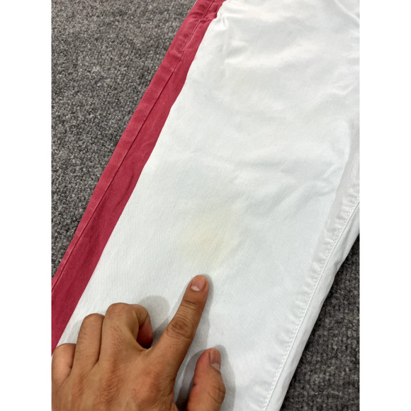 Mother Womens The Shaker Prep Fray Pants 27 Striped Ankle Killing Time Blue/Red - Picture 3 of 16